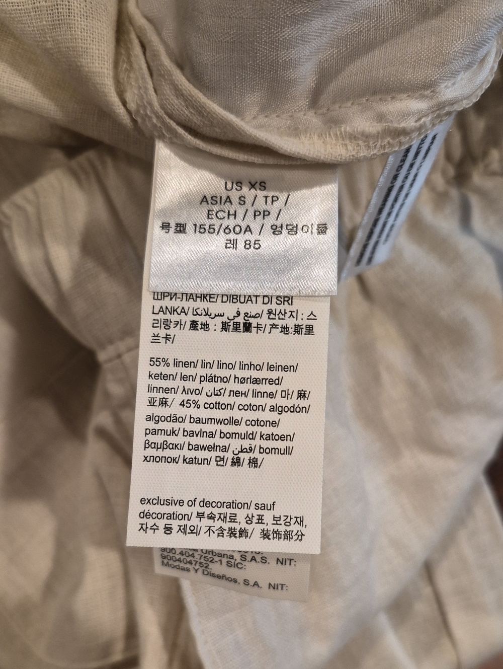 S/M Calvin Klein Linen & Cotton Wide Leg Pants, Elastic Drawstring Waist - Picture 4 of 11